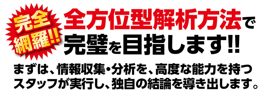 全方位型解析方法で完璧を目指します!!